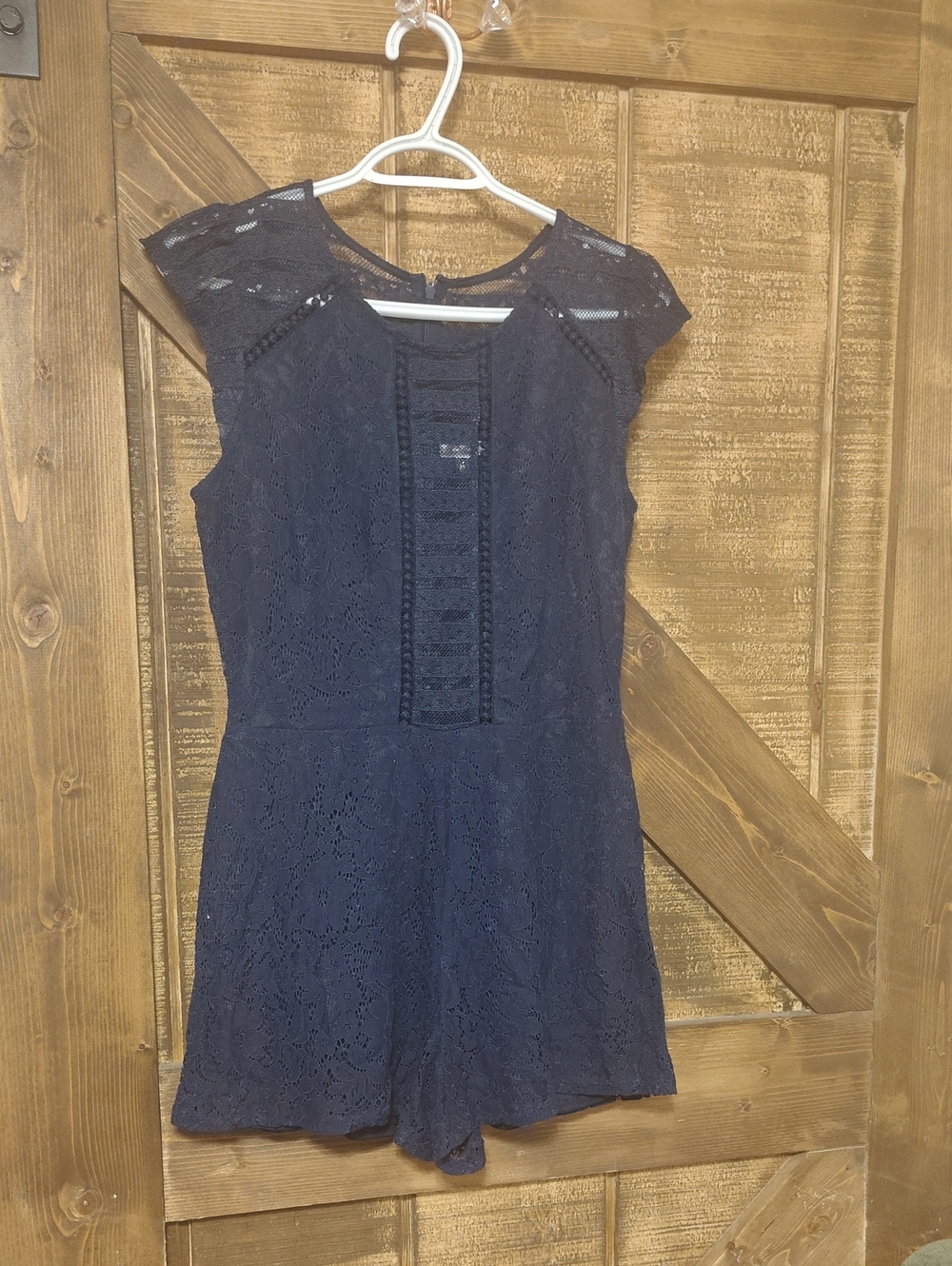 Women’s Navy Lace Romper Dress